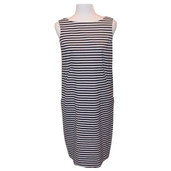 LAFAYETTE 148 Black and White Striped Midi Dress Women Size Small - Picture 1 of 13
